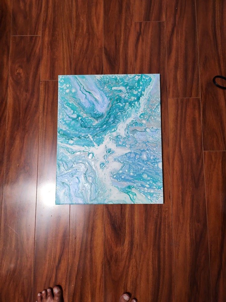 Blues Greens White And Gray Canvas Art