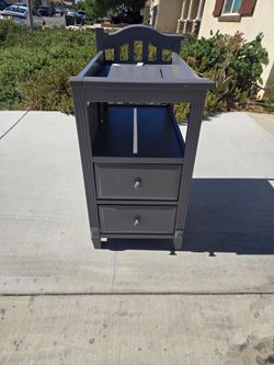 Gray Baby Changing Table Dresser w/ 51"x28" Mattress & Storage - Crib Conversion Piece