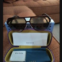 GUCCI GG 0227S 003   Oval Metal Sunglasses With Brown  Gradeint Lens 62mm Mens Or Women's