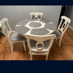 White Wood Dining Table With 4 Chairs 