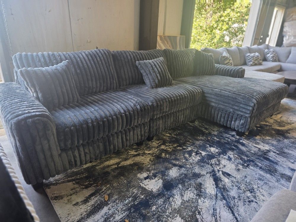 The BIGGEST! Brand New Byers Market Gunmetal Grey SUPER SIZED 3pc Sectionals (Tax included)