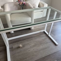 CB2 Glass White Desk