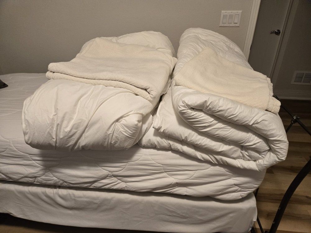 2 extra long twin beds matress and frames