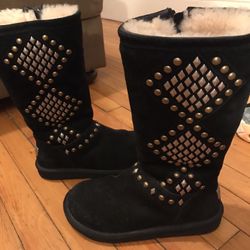 Ugg’s Southwestern Boho Tall Studded Sherpa Boots