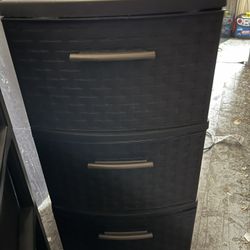 Sterilite 3 Drawer Plastic Wicker Weave Decorative Storage Organization Container Cabinet Tower with Driftwood Handles, Espresso (2 Pack)