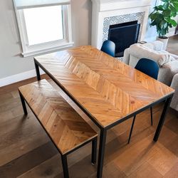 West Elm Chevron Box Frame Dining Table + Bench