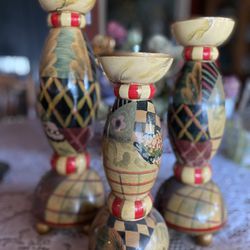 3 Colorful Candlesticks Holders For $20