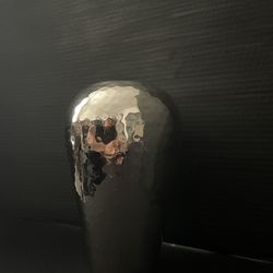 Vintage/ Hammered Metal Vase/ Polished Silver/ Vase