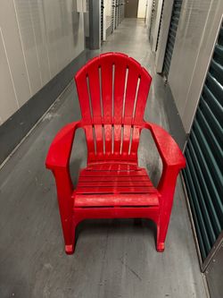 Red Plastic Adirondack Patio Chair