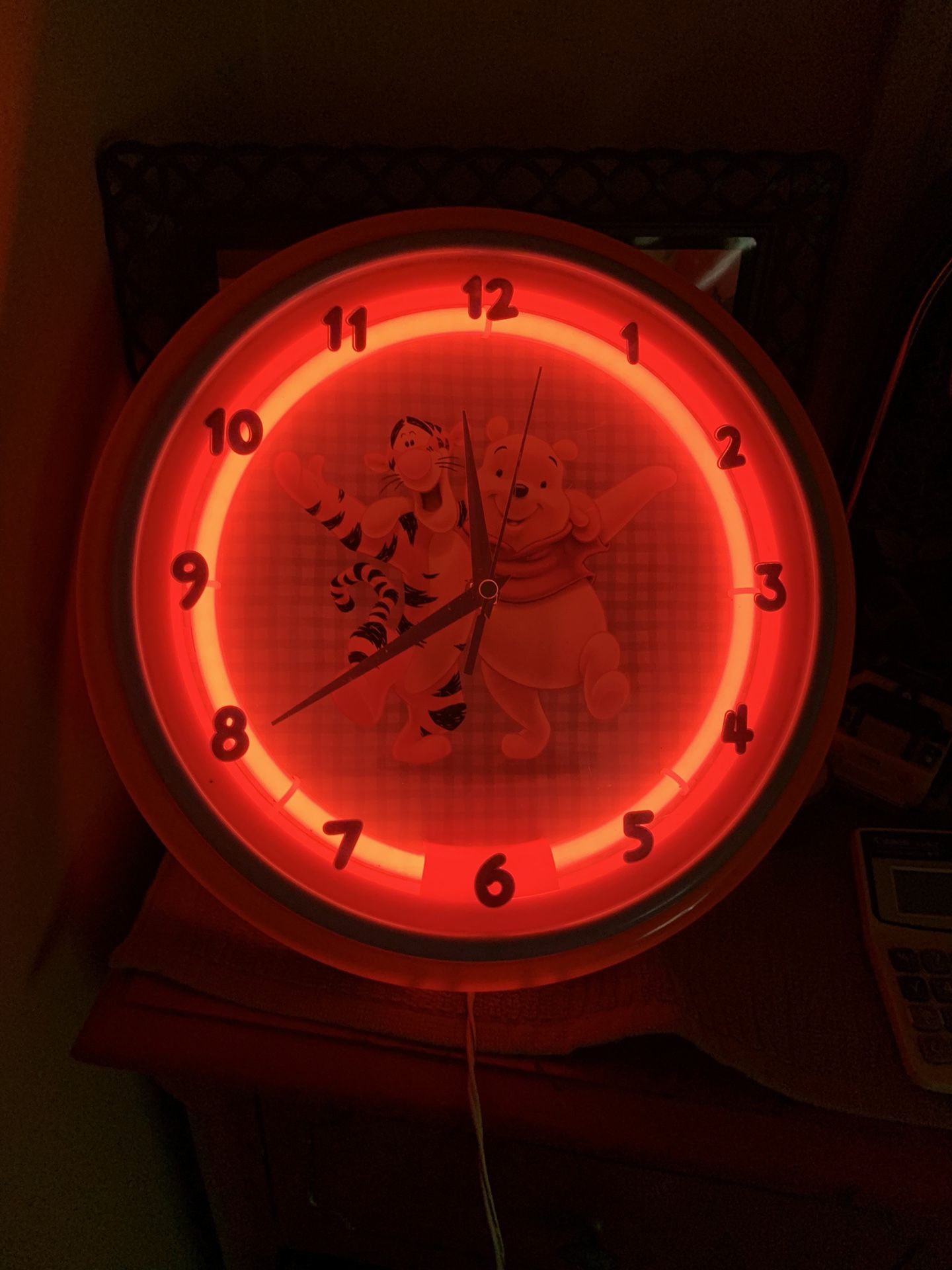 Neon Winnie The Pooh Wall Clock