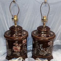 Vintage Chinoiserie Ceramic Table Lamps (Pair) 