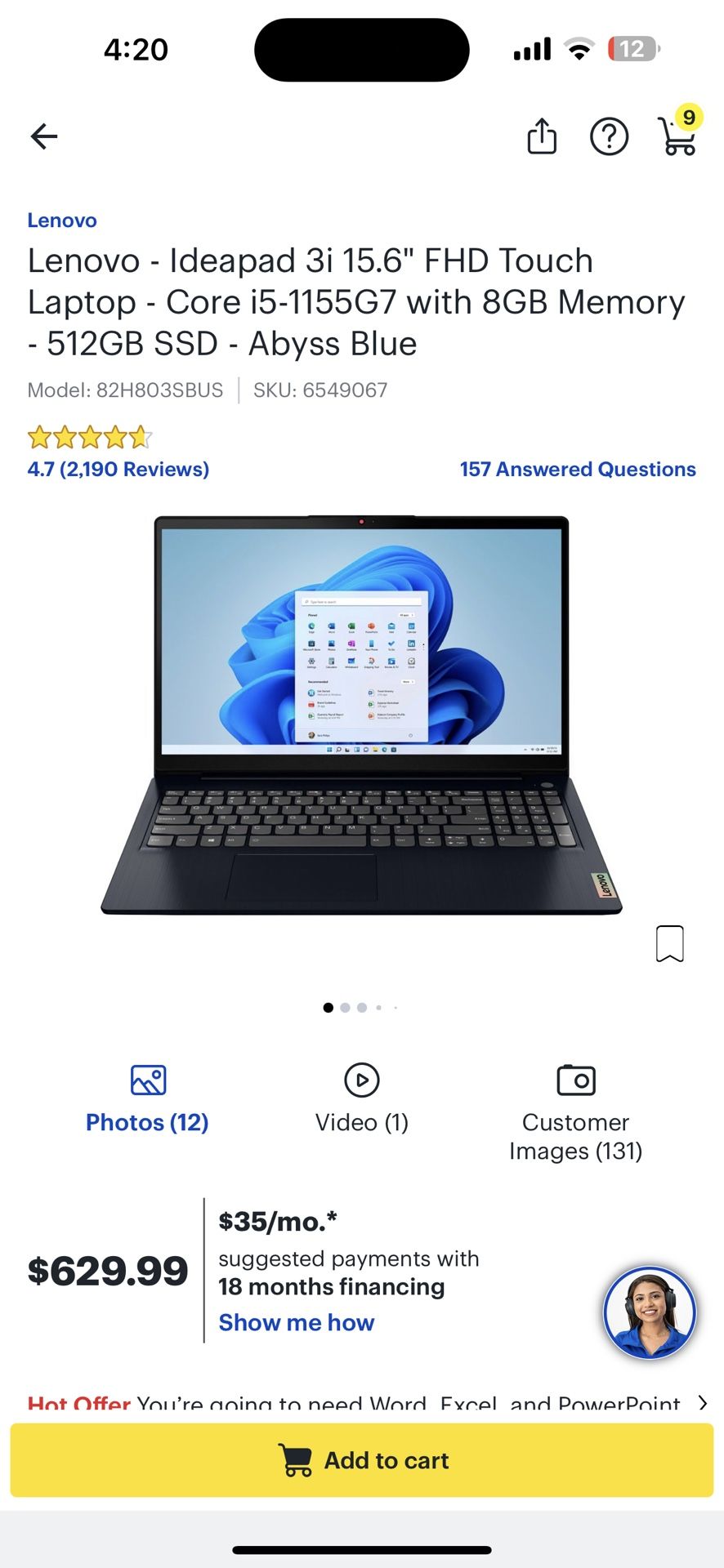 Lenovo - Ideapad 3i 15.6"
