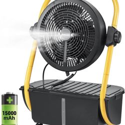 Geek Aire Battery Operated Misting Fans, 12 inch Rechargeable Outdoor Floor Fan with 2.9 Gal Water Tank