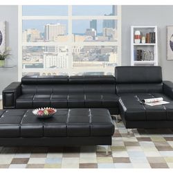 Black Sectional Sofa - Ottoman Sold Separate 