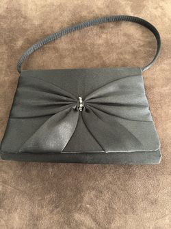 Black Bow Peek A Boo Clutch Purse with Strap-Cocktail Evening Bag