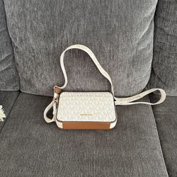 Michael Kors Cream and Brown Messenger Bag NWT 