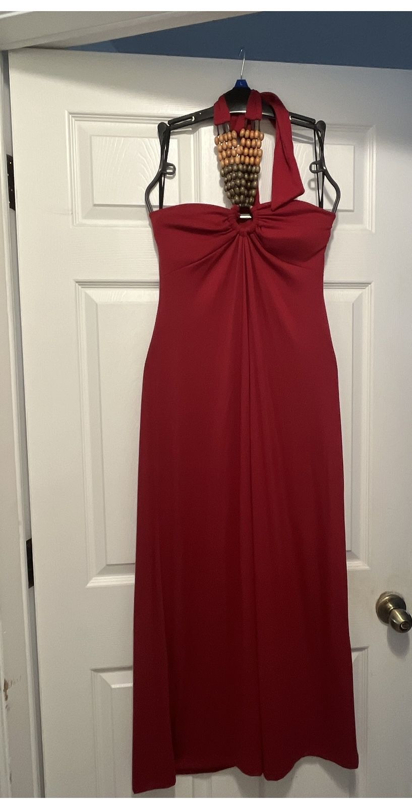 Red Summer Halter Long Dress 