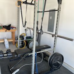 Home Gym ( Mat, Weights, Power Rack, Barbell)