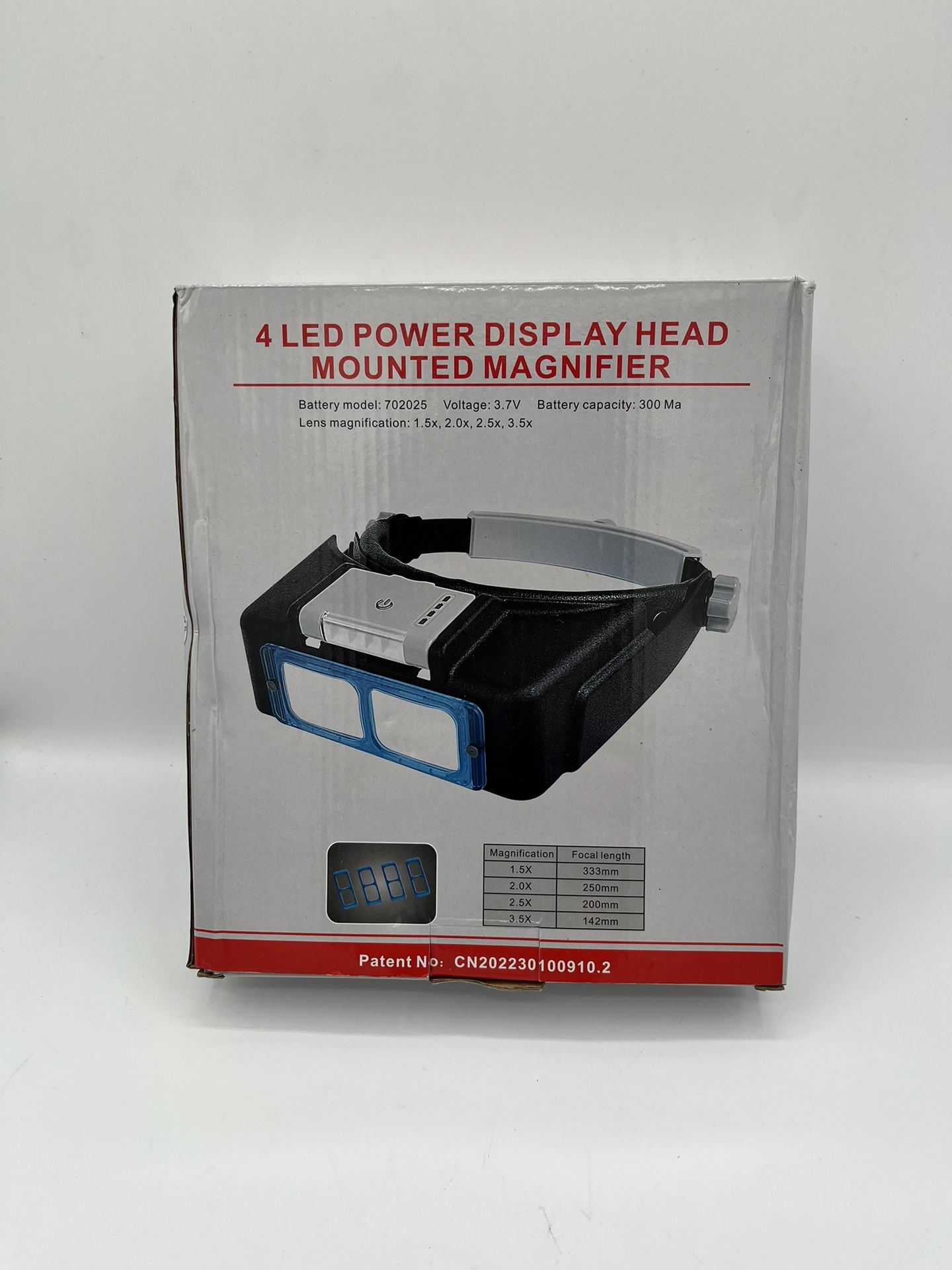 Rechargeable Head-Mounted Magnifier with LED Light