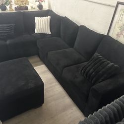 New Black Sectional With Ottoman  $39 Down Financing 