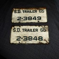 1965 S. D. Trailer Plate Number 2-3849, Two Plates