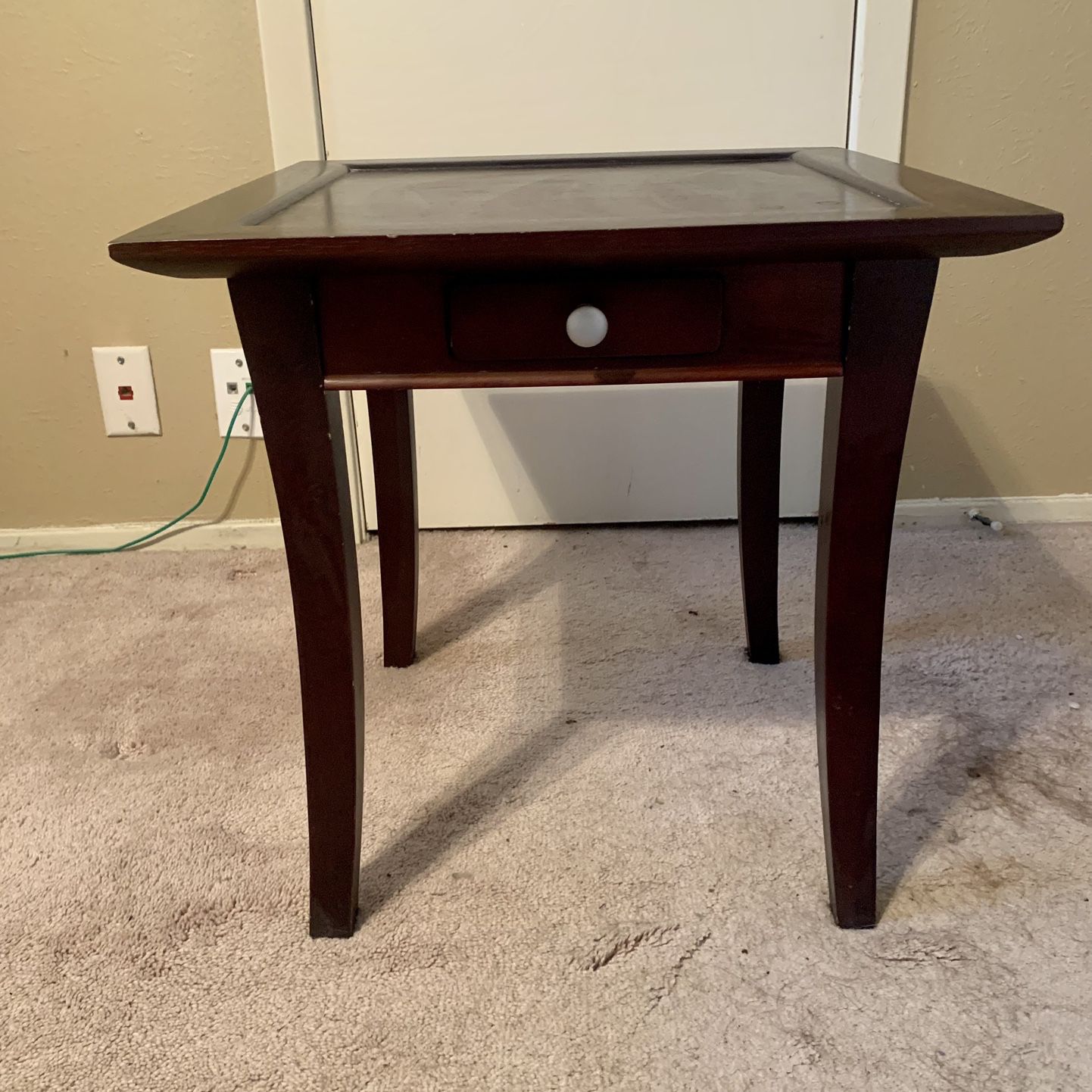 Wood Side Table With Drawer 