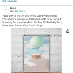 Yeele 6x9ft Blue Sky and White Cloud Professional Photography Background Balloon Cradle Baby Portrait Shooting Backdrop Newborn Kid Boy Girl Birthday 