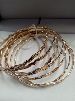 3 Tone Gold Plated 7pc. Bracelet