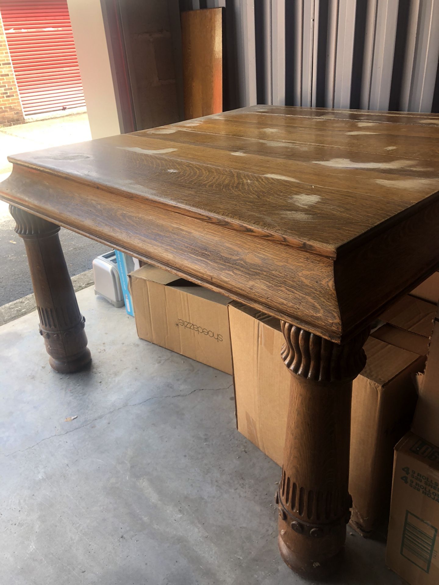 Antique Solid Wood Dining Table (Great Refinishing Piece)