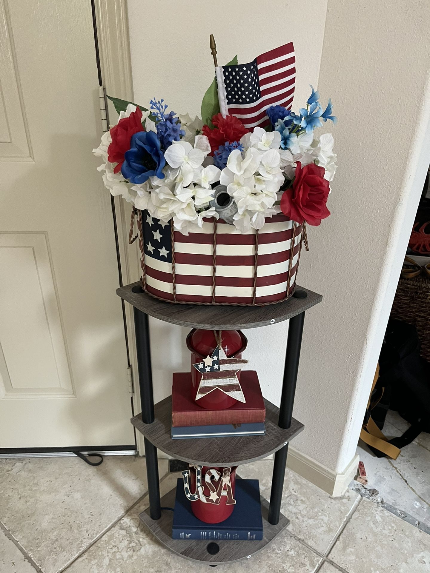 Corner Shelf And Patriotic Decor