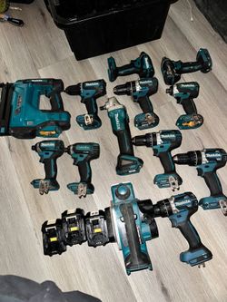 Makita drills  nail gun and wood trimming batteries