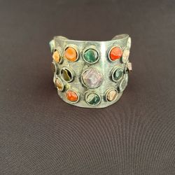 Statement Cuff Bracelet – Multi-Stone Artisan Style | Boho / Vintage 