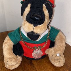 Vintage Hip Hop Gemmy Animated Doberman "Jingle Bells" WORKS!