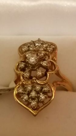 14 kt. Gold s.6//Genuine diamond ring.1^2 kt.