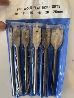 6 Piece Flat Wood 6" Bits Tool Set Razor Sharp Circle Spade Bits with hex shank 