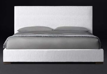 Restoration Hardware Queen Bed - Modena Non-Tufted Panel Fabric Bed