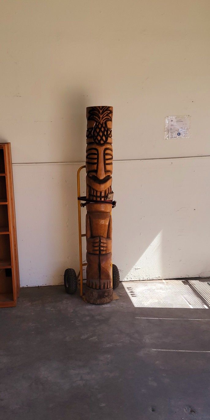 Giant Hawaiian Tiki Totem Pole - 6 Feet Tall