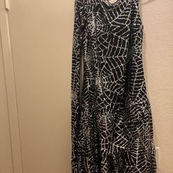 NEW Unique Vintage One-Shoulder Sequined Spider Web Dress