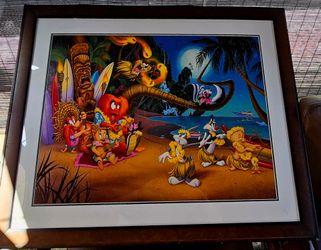 Looney Tunes Hawaiian Beach Framed Art Print