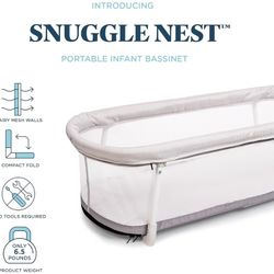 NIB Baby Delight Snuggle Nest Bassinet, Portable Baby Bed, for Infants 0 – 5 Months, Driftwood Grey