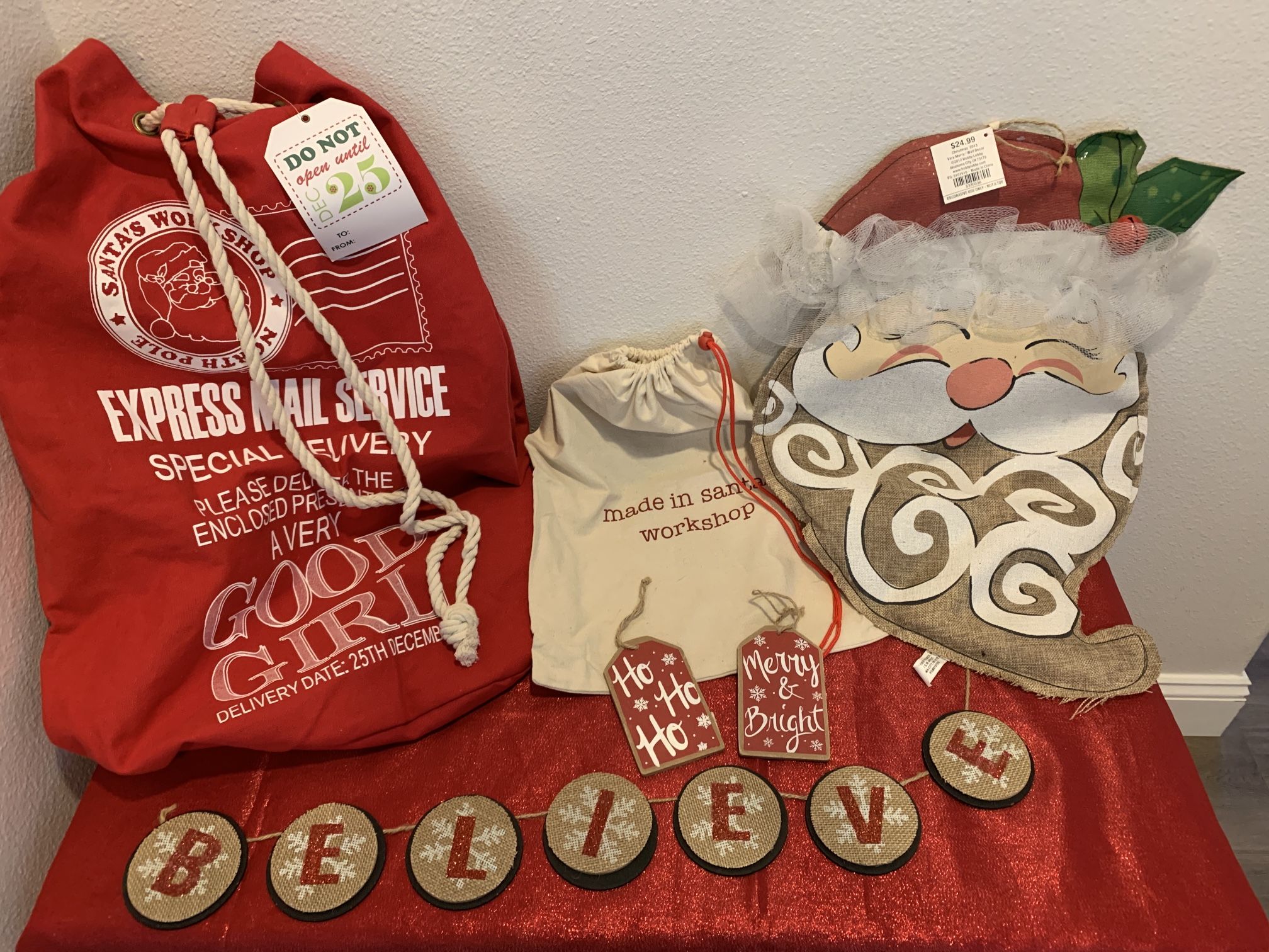 Santa Christmas Lot - XL Delivery Decor Gift Bags - Holiday Decorations