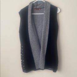 Black and Gray Sleeveless Cardigan with laces on the side. Bellini