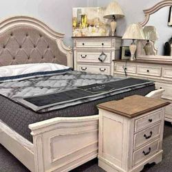 Realyn Chipped White Bedroom Set Queen Or King.      Financing Options Available 