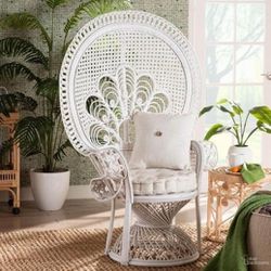 Beautiful White Bo Ho Peacock Chair (New)