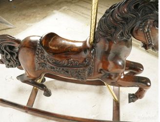 Rare S&S Woodcarvers Hand-Carved Carousel Rocking Horse