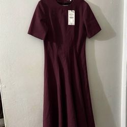 Zara Burgundy Dress New With Tags