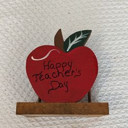 Teacher Happy Teacher's Day Apple Wooden Holder Home Decor 