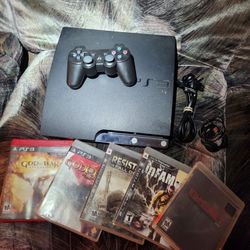 Sony PS3 Slim W All Cords Remote and Games "In Good Working Condition " Can Deliver or Meet