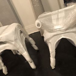 4 White Metal Chairs