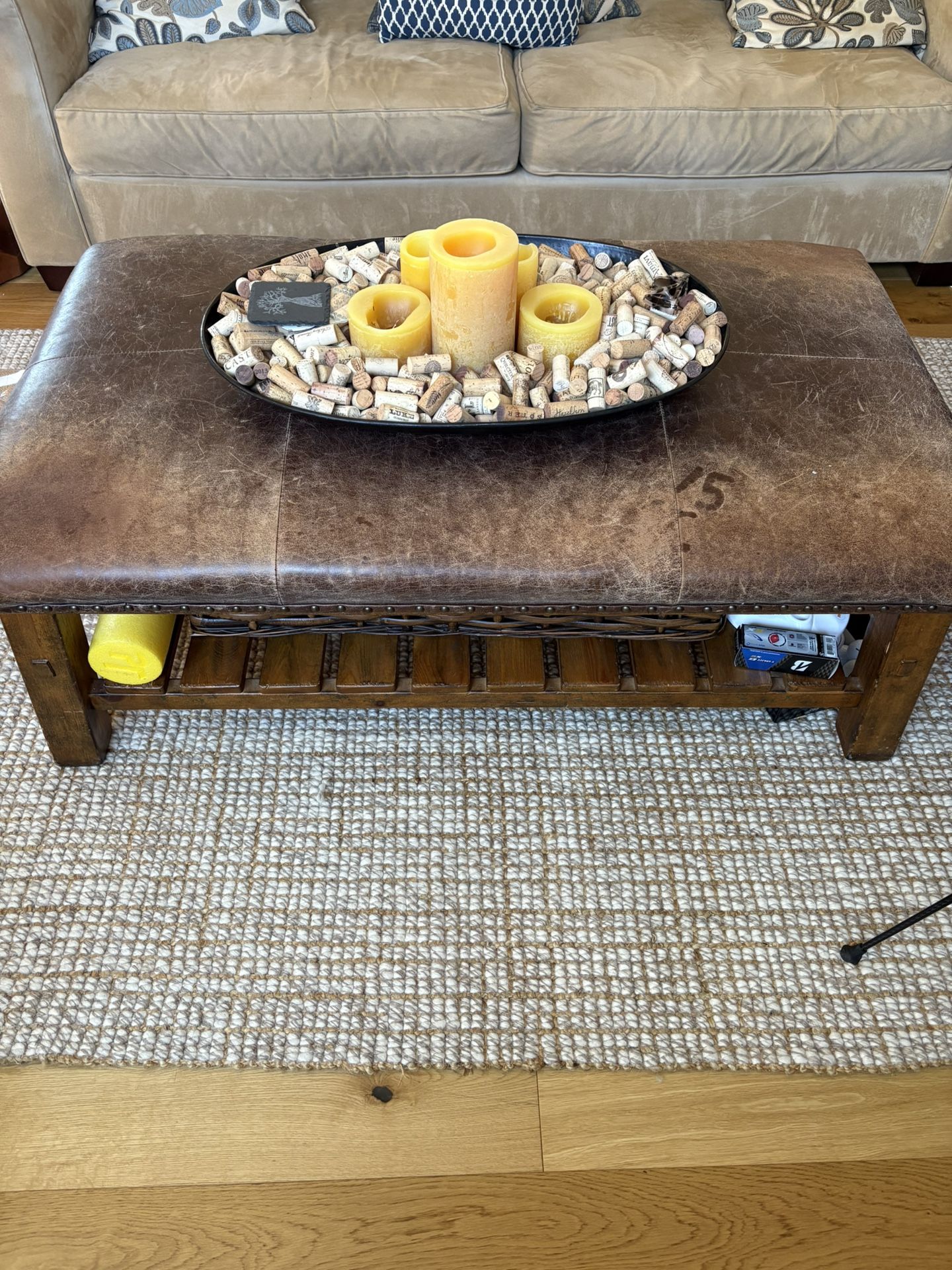Leather Ottoman/ Coffee Table